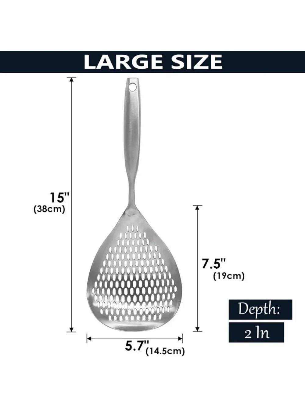 Stainless Steel Skimmer Spoon - Slotted Ladle for Cooking, Frying & Pasta